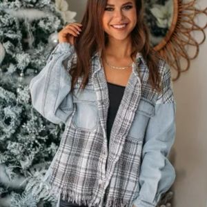 ❣️HP❣️New tweed denim fringe jacket